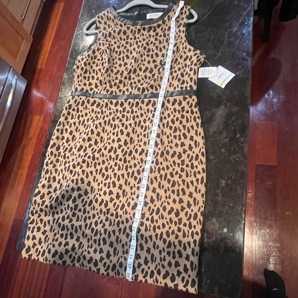 14P NEW Kasper Women's Animal-Jacquard Faux-Leather-Trim Sheath Dress - Picture 7 of 7